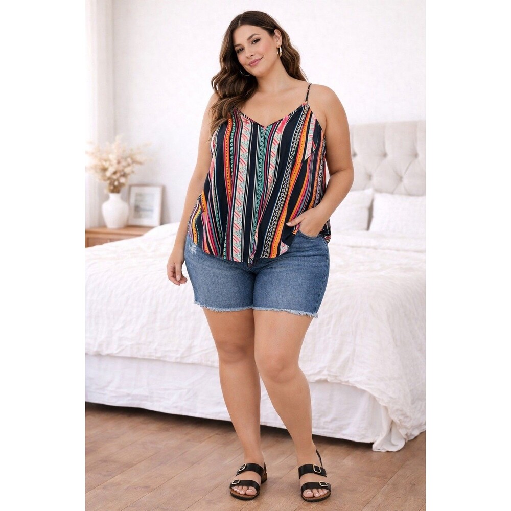 Tribal 90’s Colorful Womens Tank Spaghetti Strap Y2K Inspired 3XL Fits XL-2XL